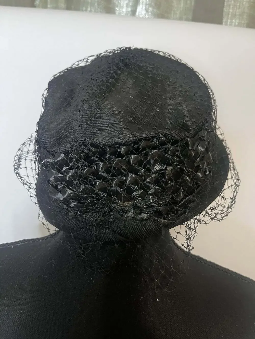 Vintage 50s Retro Straw Ladies Pillbox Birdcage Veil Hat Lucila Mendez New York